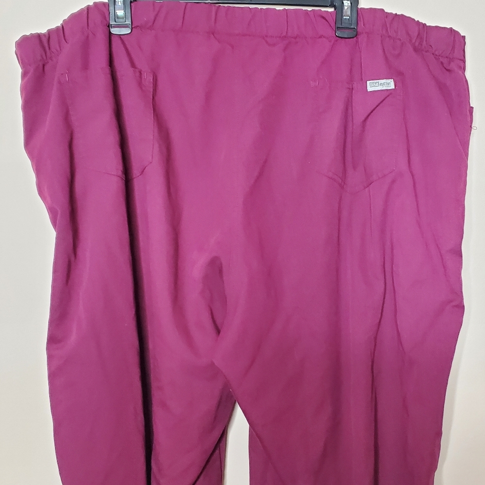 Grey’s Anatomy Scrubs Womens Burgundy Plum Purple Maroon Pants 4XL - Picture 4 of 9